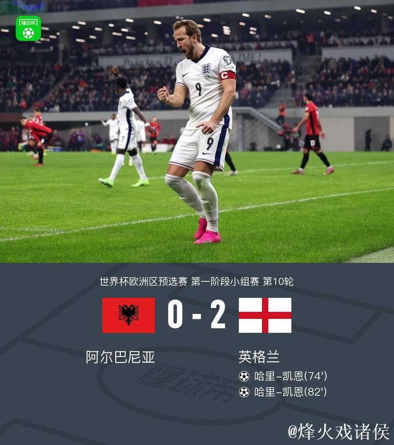 8连胜+0失球！凯恩2球 英格兰2-0胜阿尔巴尼亚